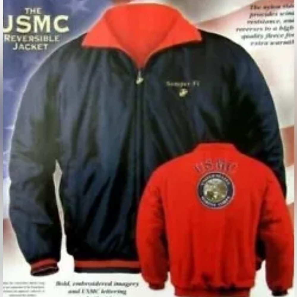 US Marine Corp Bradford Exchange Sz XL Reversible Jacket Semper Fi